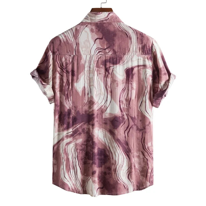 Men's Print Short Sleeve Button-Up Shirt