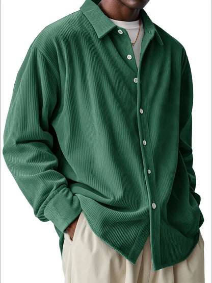 Men's Textured Button-Down Corduroy Shirt