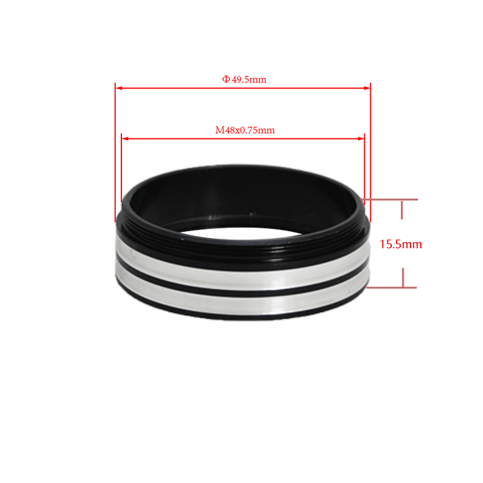 Metal Ring Light Adapter for Stereo Microscopes, 48mm Thread (No Cover Glass)