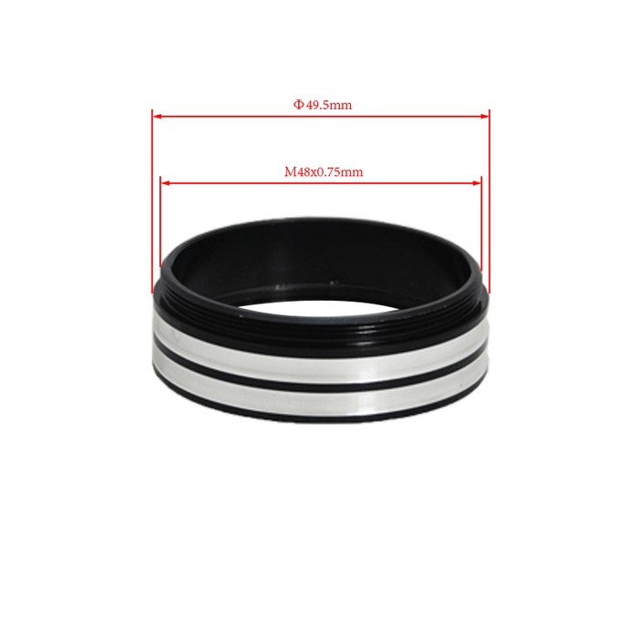 Metal Ring Light Adapter for Stereo Microscopes, 48mm Thread (with Cover Glass)