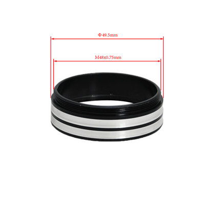 Metal Ring Light Adapter for Stereo Microscopes, 48mm Thread (with Cover Glass)