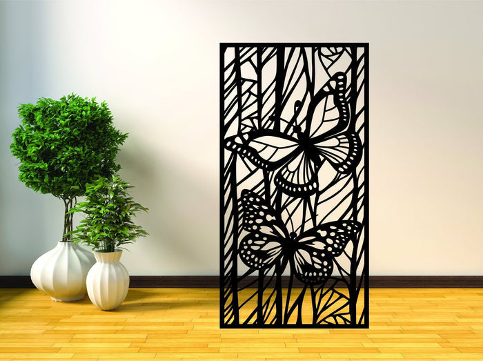 Metal Panel Wall Art Privacy Screen - Butterfly Fever