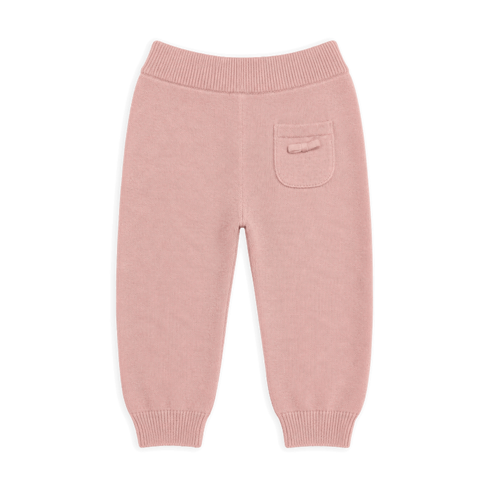 Mauve Pink Milan Earthy Sweater Knit Baby Legging Pants, Back