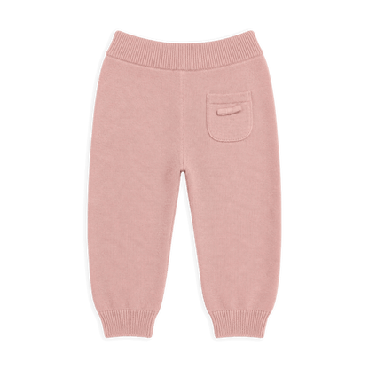 Mauve Pink Milan Earthy Sweater Knit Baby Legging Pants, Back