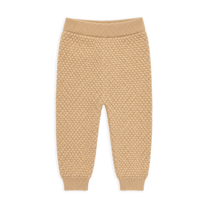 Milan Earthy Sweater Knit Baby Legging Pants, Earth Brown Waffle