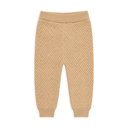 Milan Earthy Sweater Knit Baby Legging Pants, Earth Brown Waffle