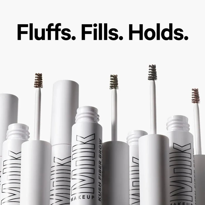 Milk Makeup Kush Brow Gel in Haze (Warm Blonde) with a clear tube and brush applicator, showcasing the brow gel product.