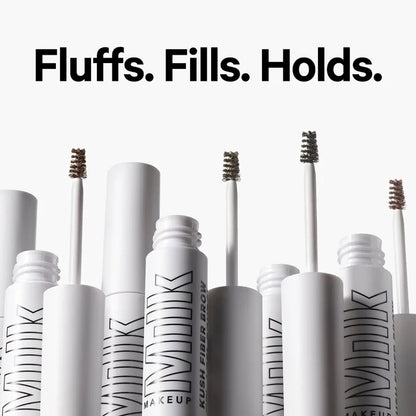 Milk Makeup Kush Brow Gel in Haze (Warm Blonde) with a clear tube and brush applicator, showcasing the brow gel product.
