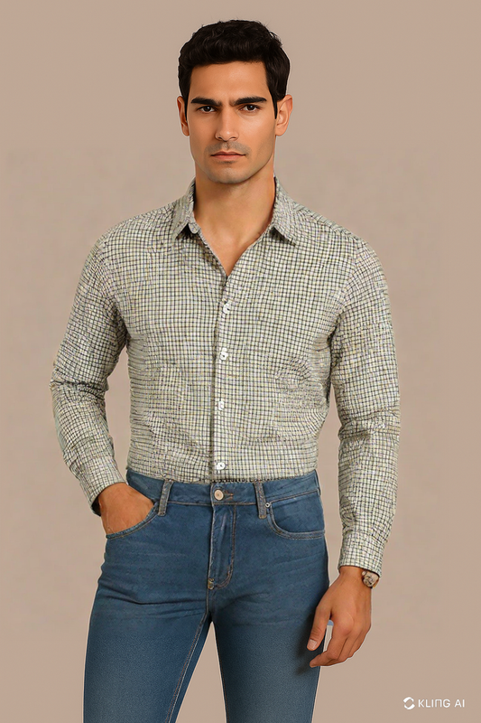 Mini Olive Green Check Shirt