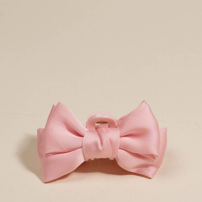 Mini Satin Bow Claw Clip - Blush