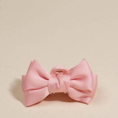 Mini Satin Bow Claw Clip - Blush