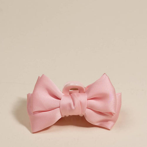 Mini Satin Bow Claw Clip - Blush