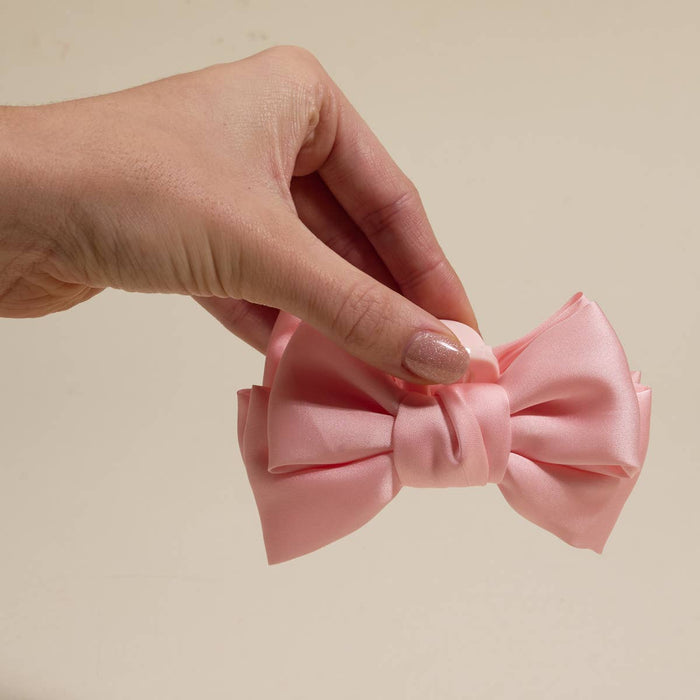 Mini Satin Bow Claw Clip - Blush