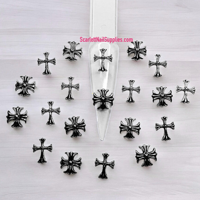 Mixed 20pcs Metal Silver Cross Nail Charm