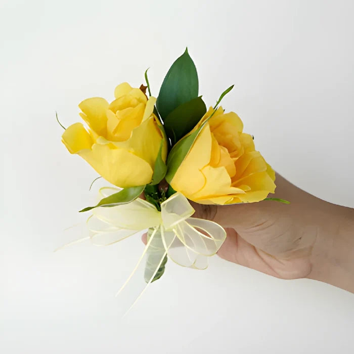 Modern Yellow Rose Boutonniere and Corsage Pack