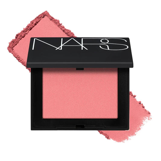 NARS Blush Orgasm Edge in matte peachy pink shade, 4.8g, showing the compact with blush inside.
