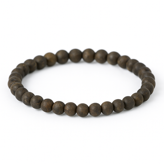 Natural Bronzite stone beaded bracelet with matte finish, handcrafted in Melbourne.