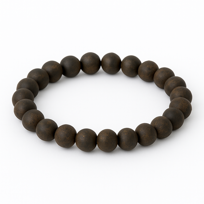 Natural matte bronzite stone beaded bracelet with earthy tones, handcrafted in Melbourne.