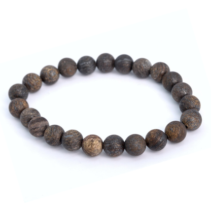 Natural bronzite stone beaded bracelet with matte finish.