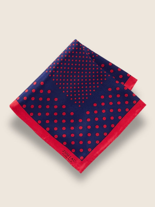 Navy Polka Dot Silk Pocket Square