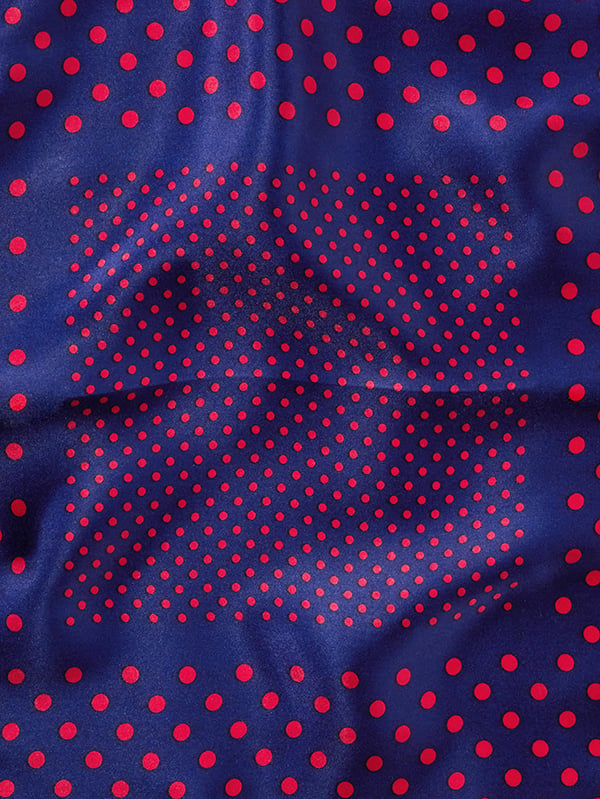 Navy Polka Dot Silk Pocket Square