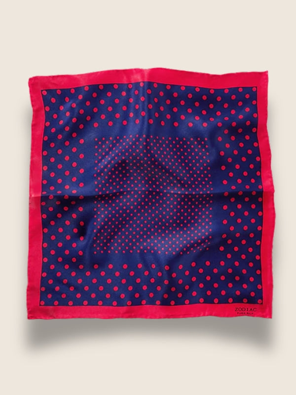 Navy Polka Dot Silk Pocket Square
