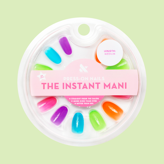 Neon Rainbow Jelly - Press-On | Medium | Oval medium oval press-on nails in vibrant neon jelly shades for easy at-home mani