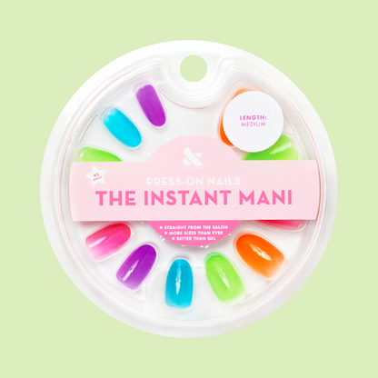 Neon Rainbow Jelly - Press-On | Medium | Oval medium oval press-on nails in vibrant neon jelly shades for easy at-home mani