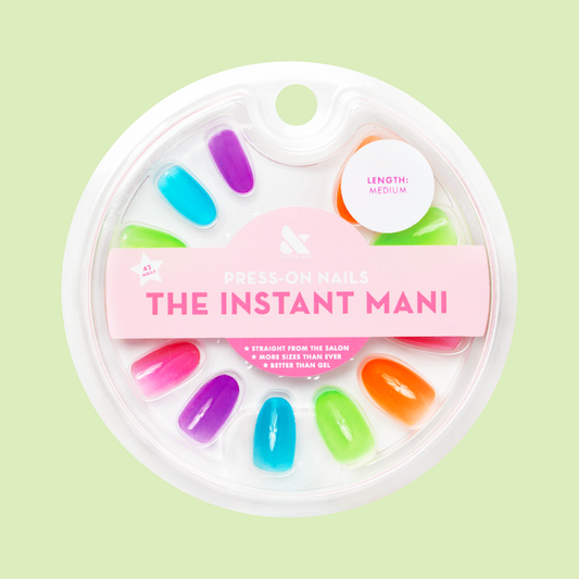 Neon Rainbow Jelly - Press-On | Medium | Oval medium oval press-on nails in vibrant neon jelly shades for easy at-home mani