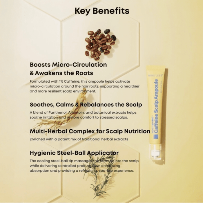 Nineless Root - Biome Caffeine Scalp Ampoule 20ml أمبولات ناينليس روت - بيوم الكافيين لفروة الرأس - Princess Cosmetics Qatar