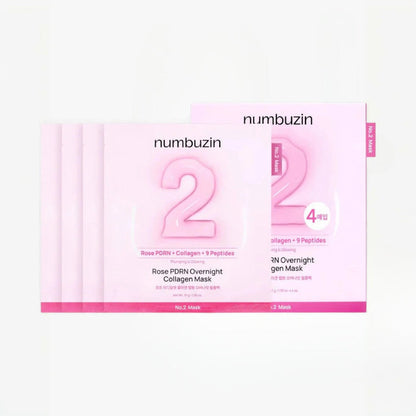 numbuzin No.2 Rose PDRN Overnight Collagen Mask 4pcs | VGLE Beauty Canada