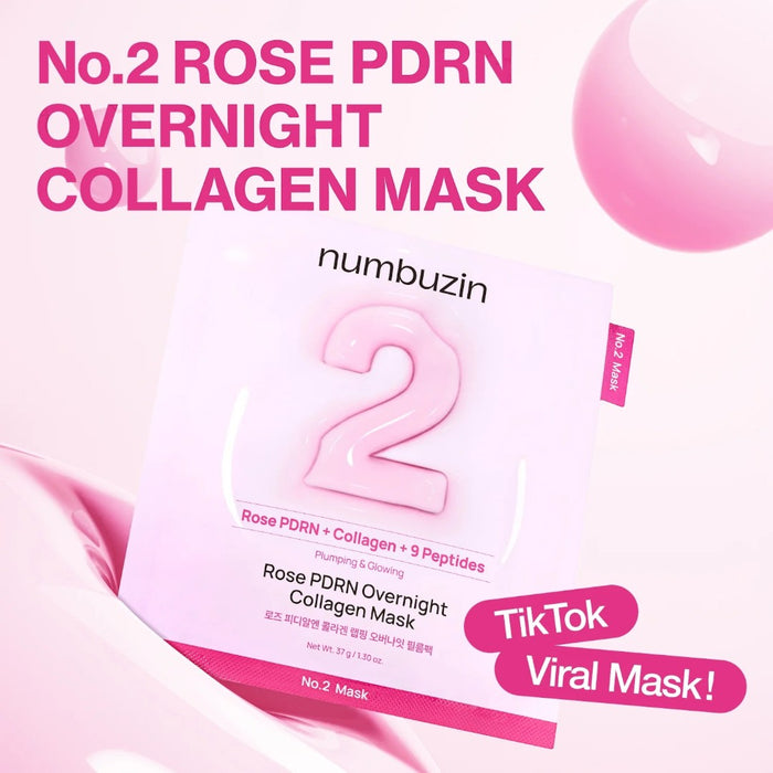 numbuzin No.2 Rose PDRN Overnight Collagen Mask 4pcs | VGLE Beauty Canada