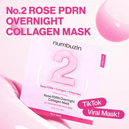 numbuzin No.2 Rose PDRN Overnight Collagen Mask 4pcs | VGLE Beauty Canada