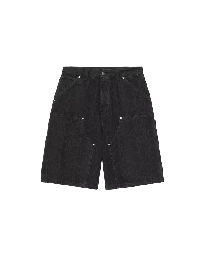 OG Double Knee Short Snake Camo Black Heavy Stone Wash