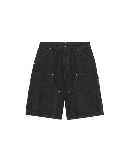 OG Double Knee Short Snake Camo Black Heavy Stone Wash