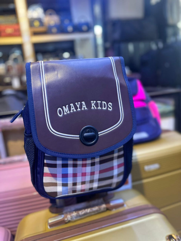 Omaya Kids School Bag - Navy Blue Plaid