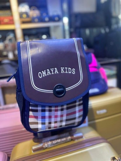 Omaya Kids School Bag - Navy Blue Plaid