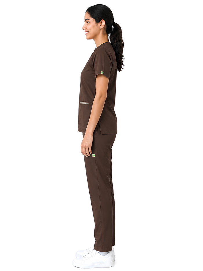 ONYX 4 POCKET MANDARIN WOMEN (BROWN) SCRUB