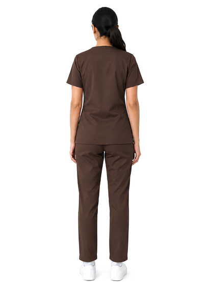 ONYX 4 POCKET MANDARIN WOMEN (BROWN) SCRUB