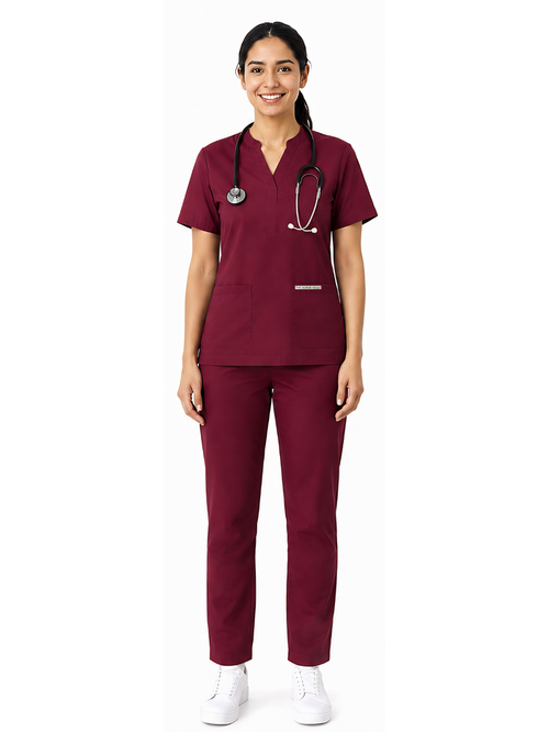 ONYX 4 POCKET MANDARIN WOMEN (MAROON) SCRUB