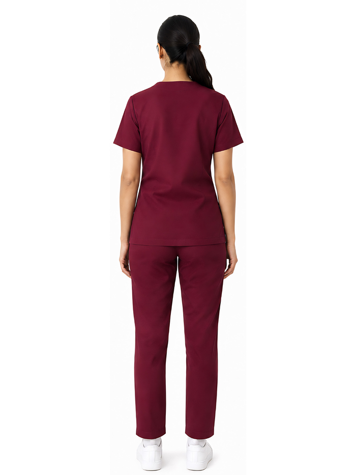 ONYX 4 POCKET MANDARIN WOMEN (MAROON) SCRUB