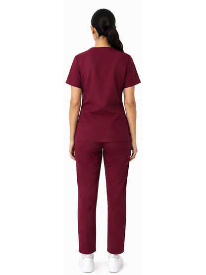 ONYX 4 POCKET MANDARIN WOMEN (MAROON) SCRUB