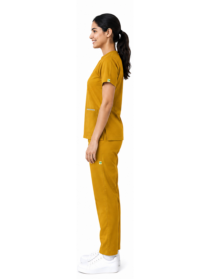 ONYX 4 POCKET MANDARIN WOMEN (MUSTURD) SCRUB