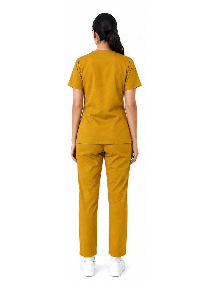 ONYX 4 POCKET MANDARIN WOMEN (MUSTURD) SCRUB