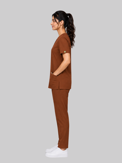ONYX 4 POCKET V NECK WOMEN (BROWN) SCRUB