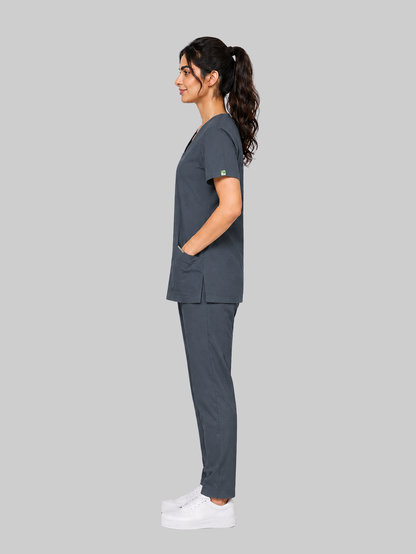 ONYX 4 POCKET V NECK WOMEN (GREY) SCRUB