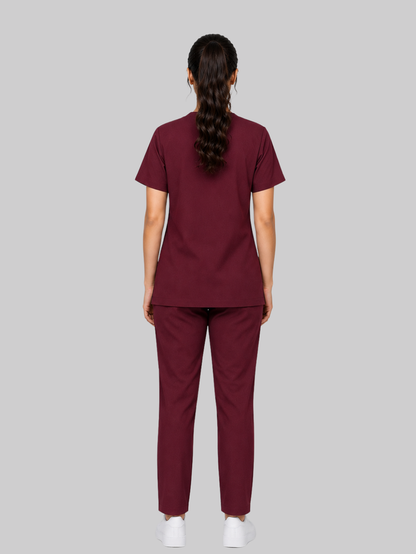 ONYX 4 POCKET V NECK WOMEN (MAROON) SCRUB
