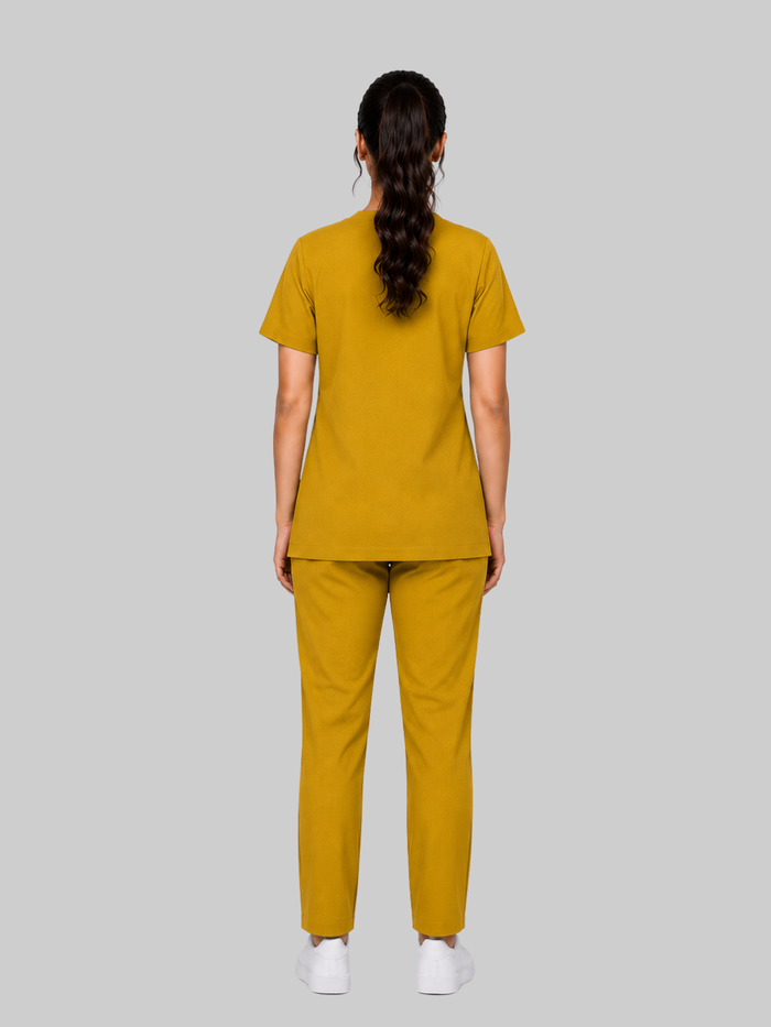 ONYX 4 POCKET V NECK WOMEN (MUSTURD) SCRUB
