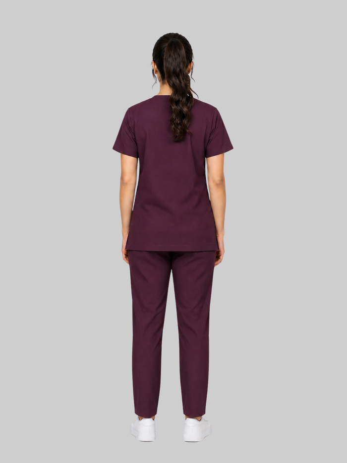 ONYX 4 POCKET V NECK WOMEN (WINE) SCRUB