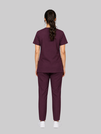 ONYX 4 POCKET V NECK WOMEN (WINE) SCRUB